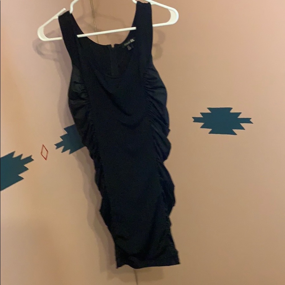 Side ruched little black dress